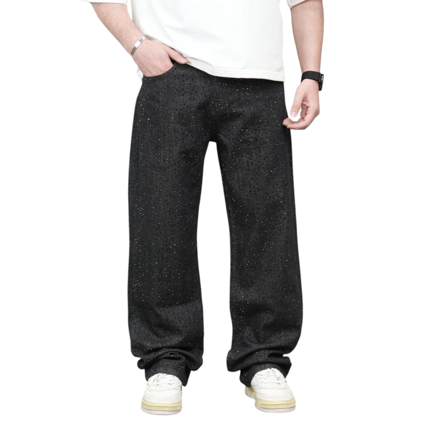 RICH GANG: Rhinestone Baggy Denim 2Y98